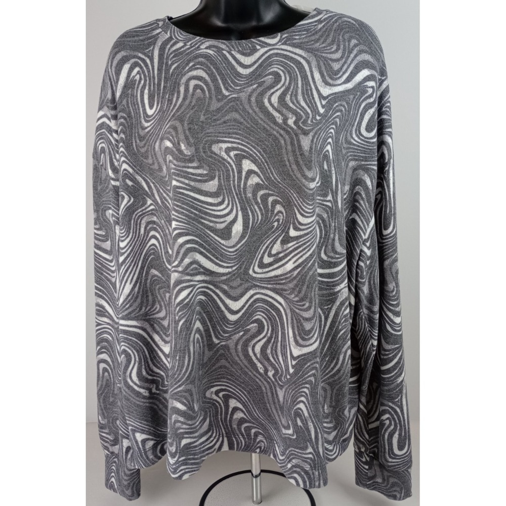 Time and Tru Women's XL 16-18 Gray Swirl Long Sleeve Sweater